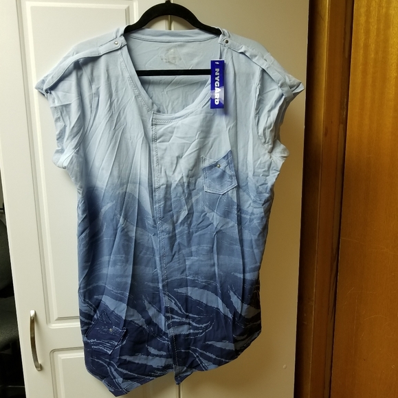 ☃️Nygard indigo/soft blue ombre short sleeved top - Picture 1 of 1